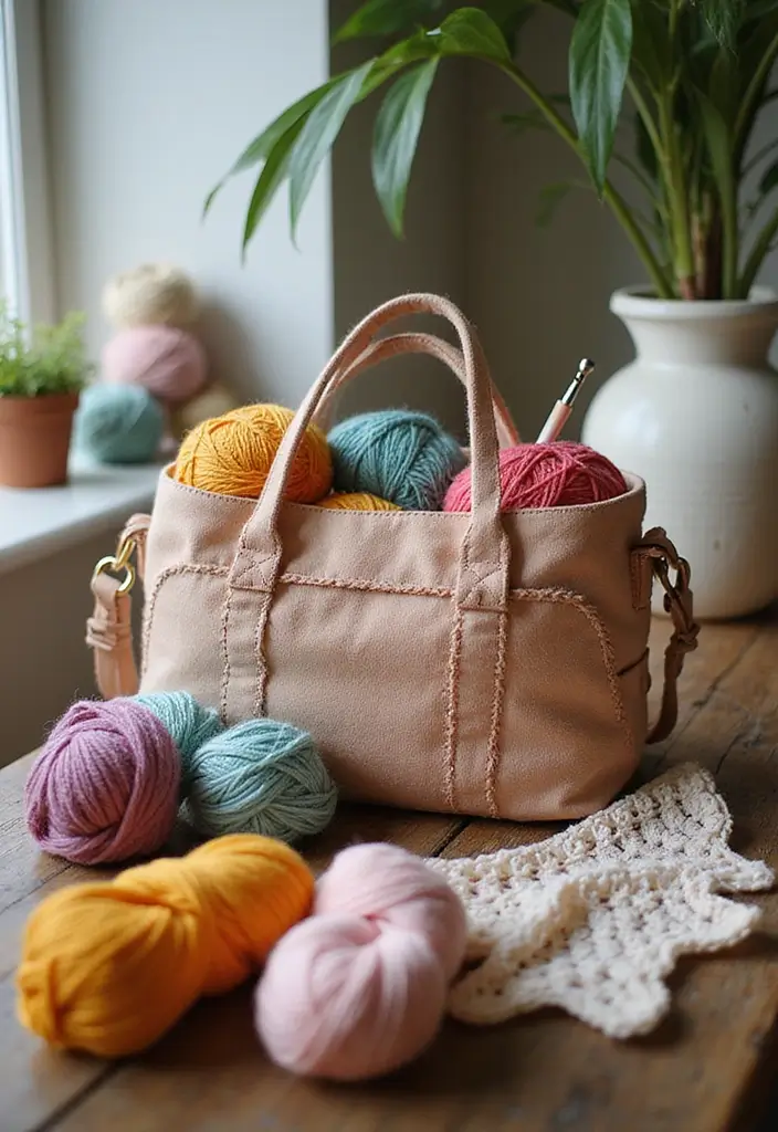 30 Fashionable Crochet Bag Patterns: Free Tutorials for Handmade Fashion Lovers - 28. Comfy Knitting Bag