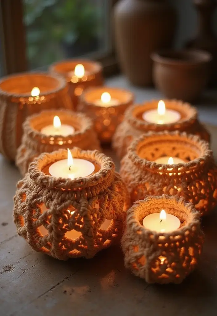 30 Fun and Easy Crochet Projects for Beginners You Can Finish in One Weekend - 29. Crochet Candle Holders