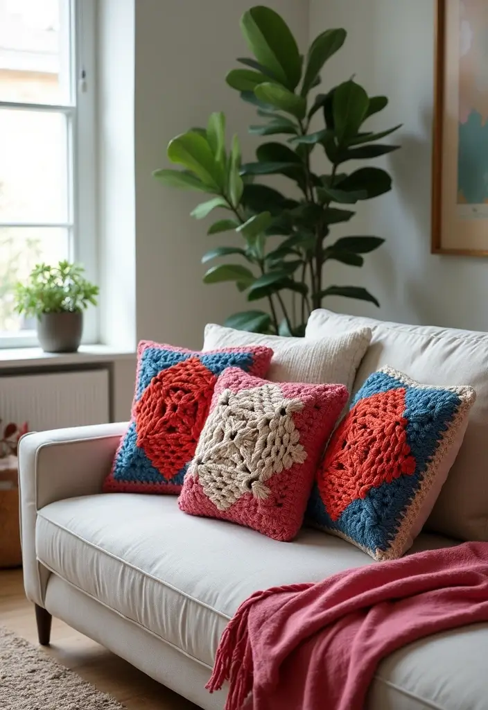 30 Granny Square Crochet Pattern Variations with Modern Layouts and Color Ideas - 1. Bold Color Block Granny Squares