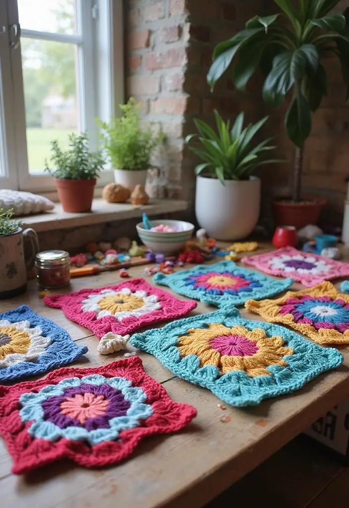 30 Granny Square Crochet Pattern Variations with Modern Layouts and Color Ideas - 15. Upcycled Granny Squares