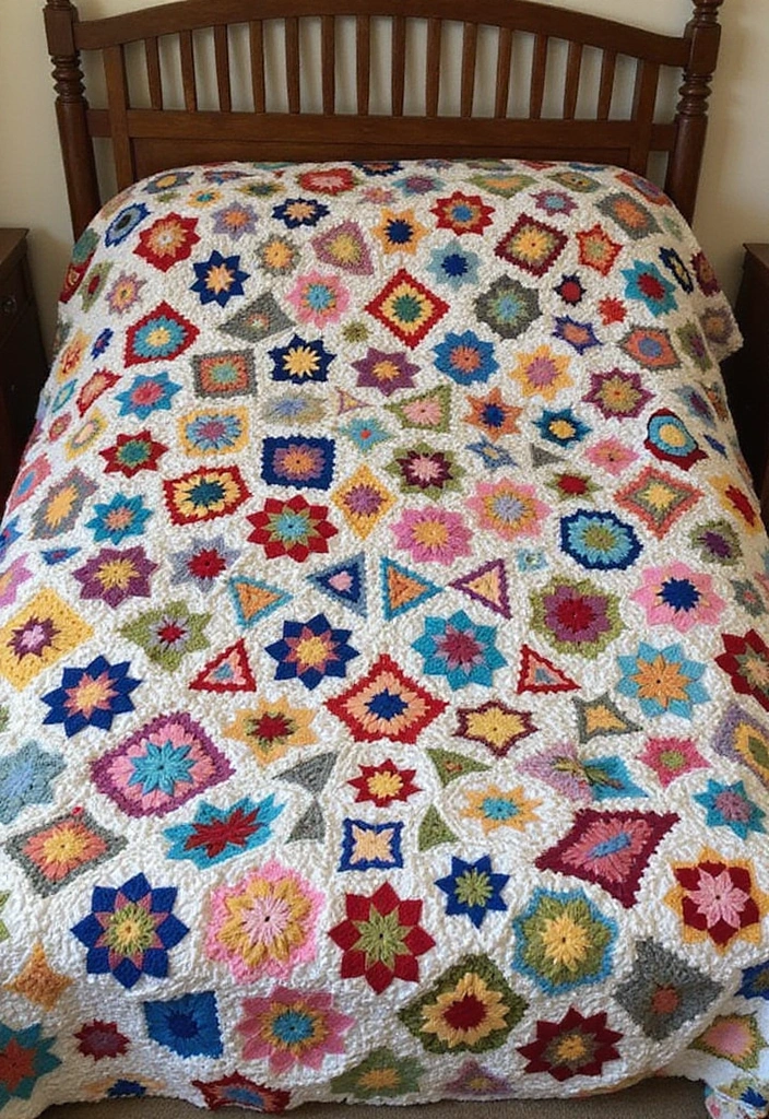 30 Granny Square Crochet Pattern Variations with Modern Layouts and Color Ideas - 19. Quilted Granny Squares