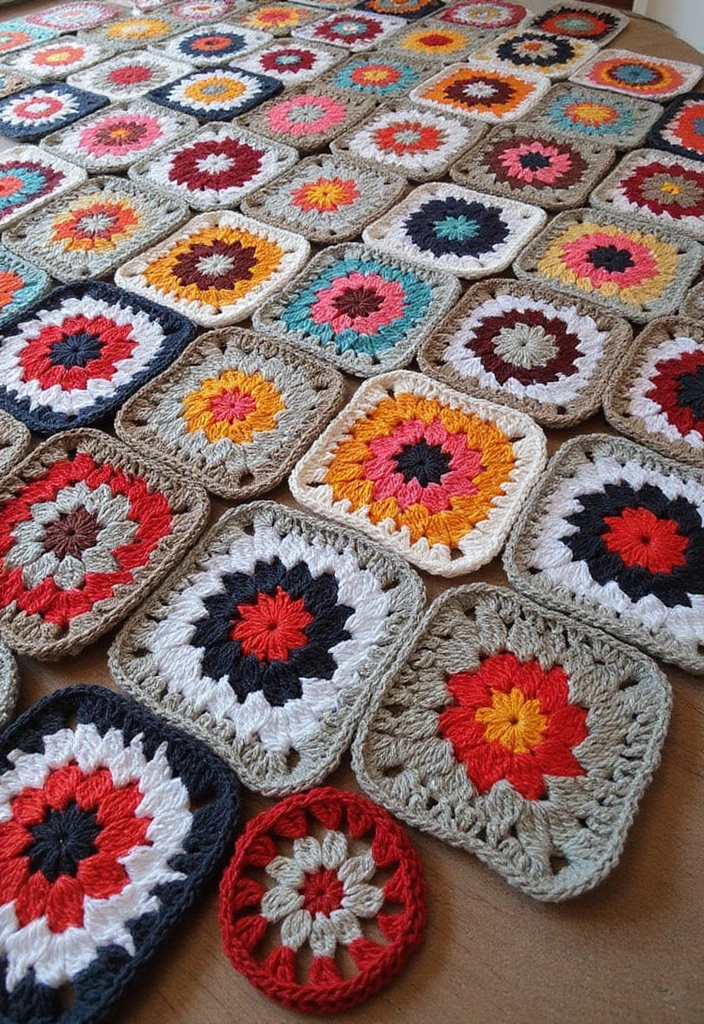 30 Granny Square Crochet Pattern Variations with Modern Layouts and Color Ideas - 21. Interlocking Granny Squares