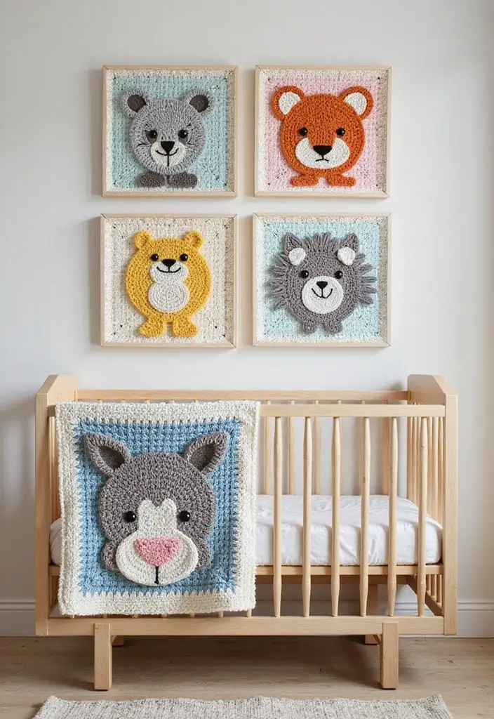 30 Granny Square Crochet Pattern Variations with Modern Layouts and Color Ideas - 23. Adorable Animal Granny Squares