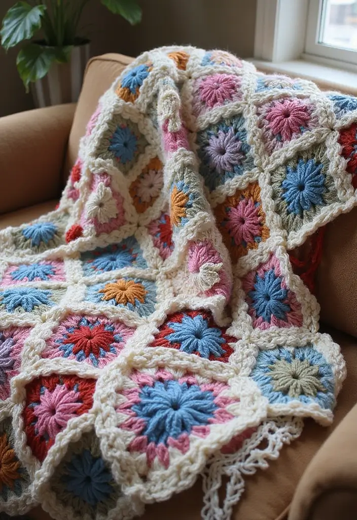 30 Granny Square Crochet Pattern Variations with Modern Layouts and Color Ideas - 4. Textured Granny Squares
