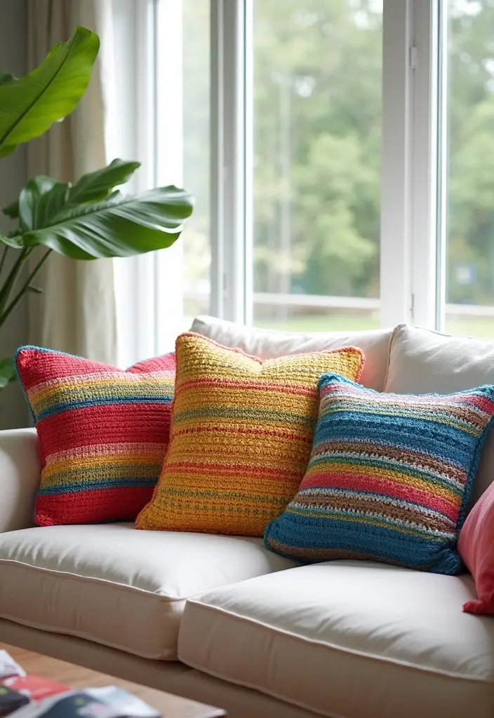 30 Granny Square Crochet Pattern Variations with Modern Layouts and Color Ideas - 8. Striped Granny Squares