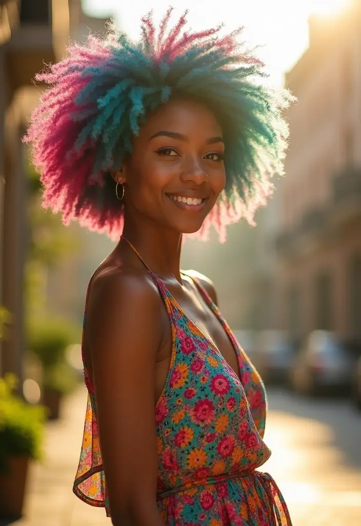 30 Stunning Crochet Hairstyles for Black Women to Inspire Your Next Protective Style - 27. Brightly Colored Crochet Afros