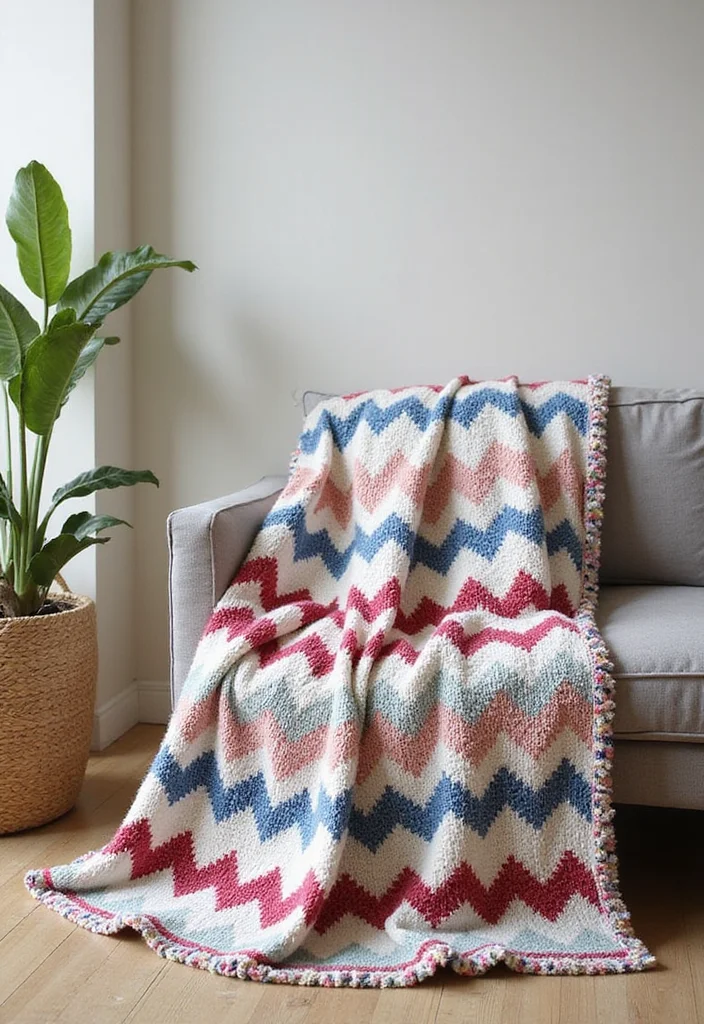 A Friendly Guide to Crochet Borders for Blankets: 18 Stylish Craft Inspirations - 11. Chevron Edge