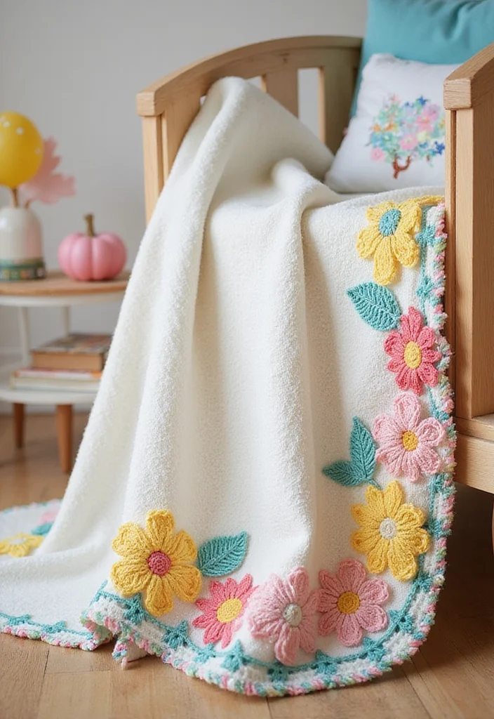 A Friendly Guide to Crochet Borders for Blankets: 18 Stylish Craft Inspirations - 7. Charming Flower Border