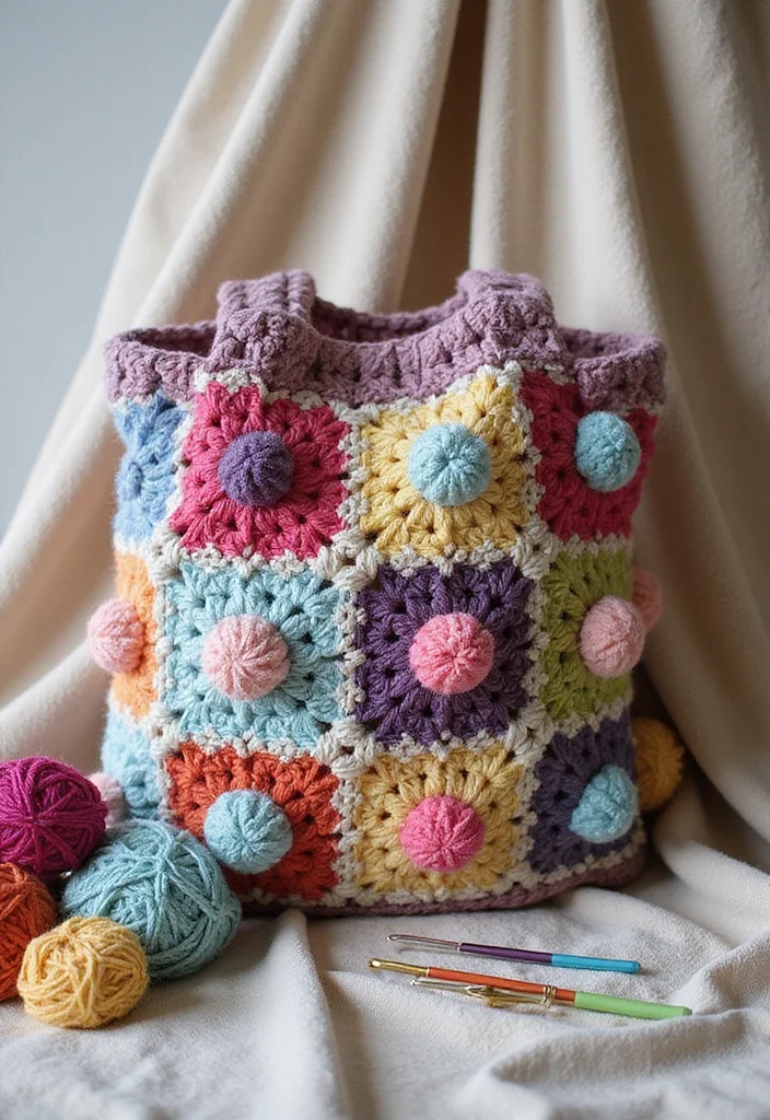 A Friendly Guide to Crochet Granny Square Bags: 19 Creative Craft Inspirations - 12. Textured Granny Square Bag