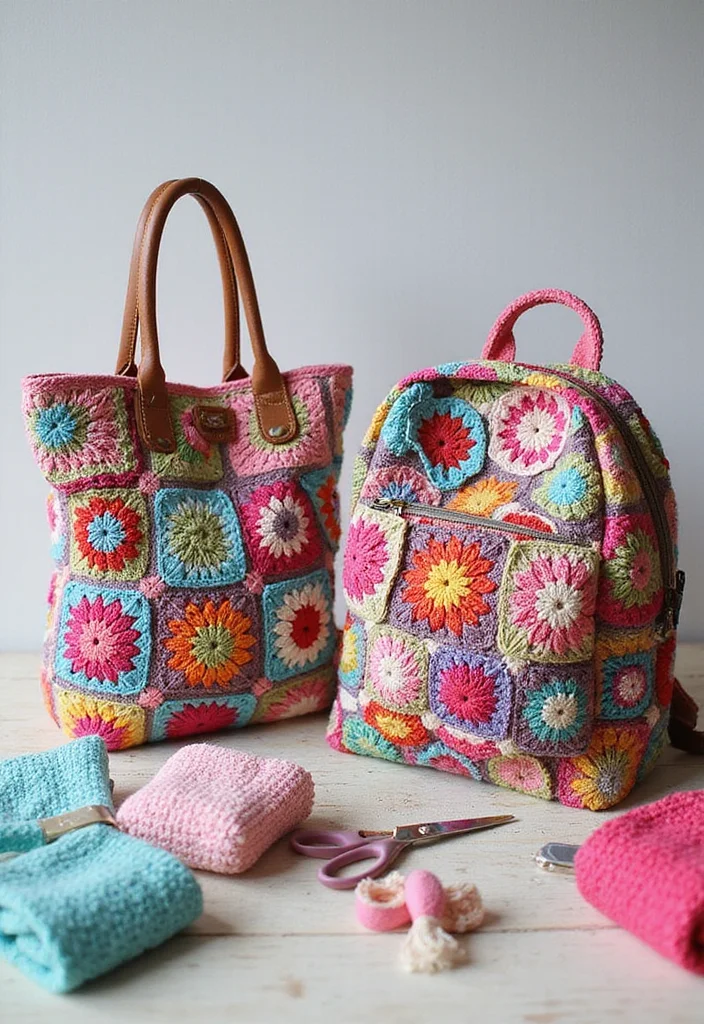 A Friendly Guide to Crochet Granny Square Bags: 19 Creative Craft Inspirations - 15. Convertible Granny Square Bag