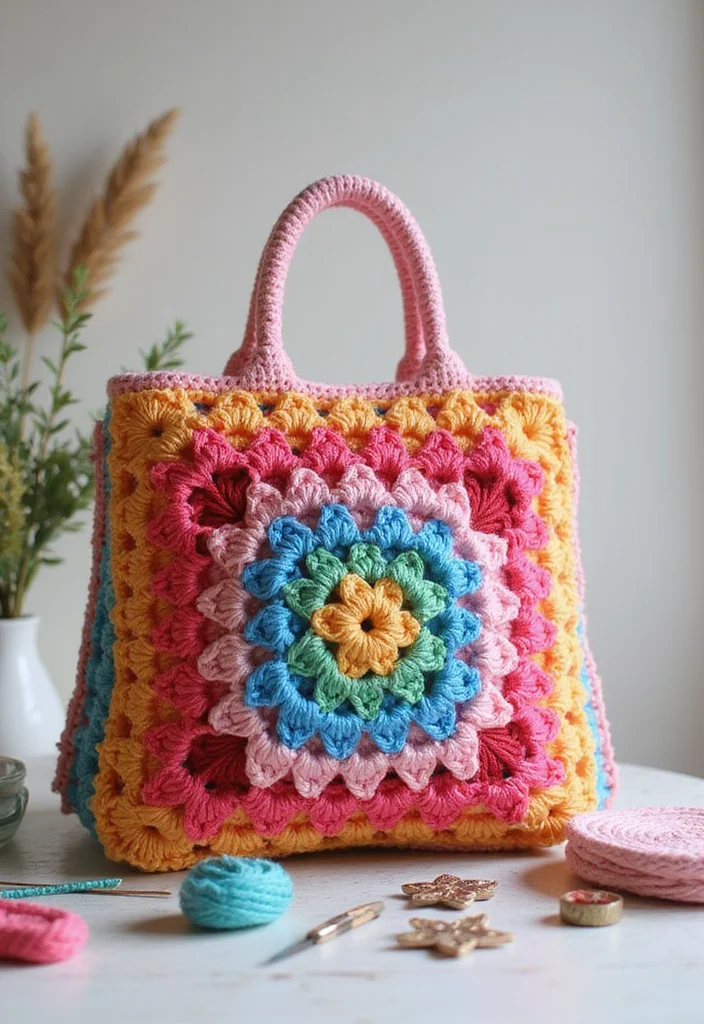 A Friendly Guide to Crochet Granny Square Bags: 19 Creative Craft Inspirations - 17. Layered Granny Square Bag