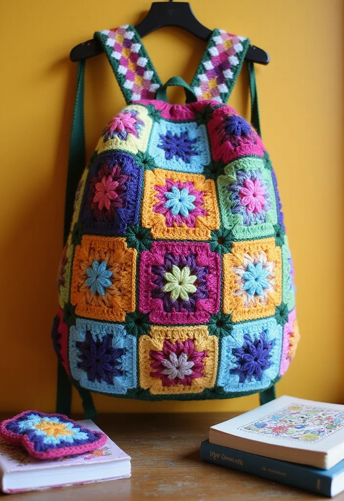 A Friendly Guide to Crochet Granny Square Bags: 19 Creative Craft Inspirations - 4. Granny Square Backpack