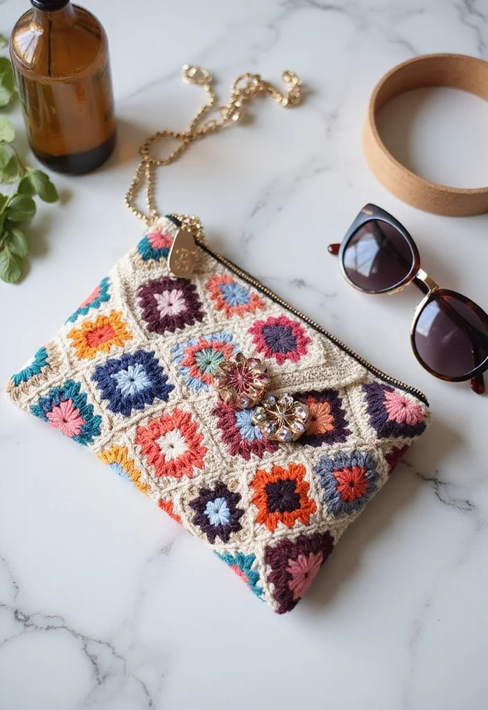 A Friendly Guide to Crochet Granny Square Bags: 19 Creative Craft Inspirations - 5. Patchwork Granny Square Clutch