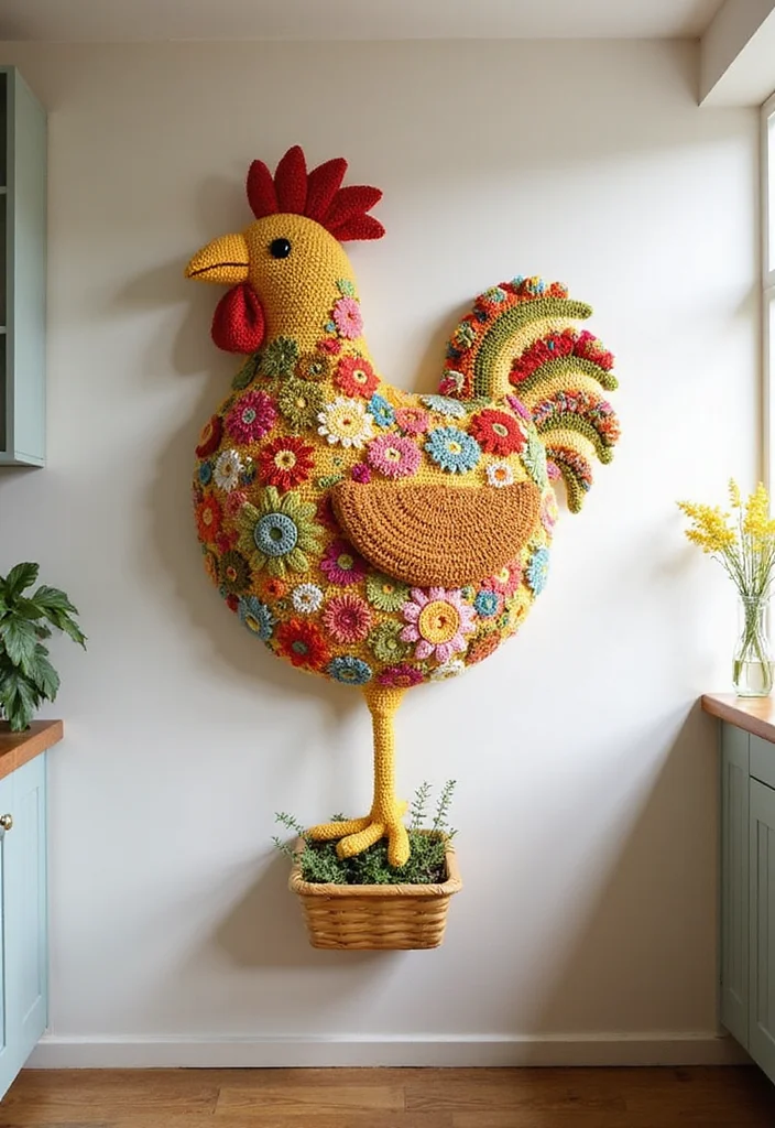 Complete Guide to Crochet Chicken Patterns: 19 Fun Craft Inspirations - 11. Chicken Wall Hanging