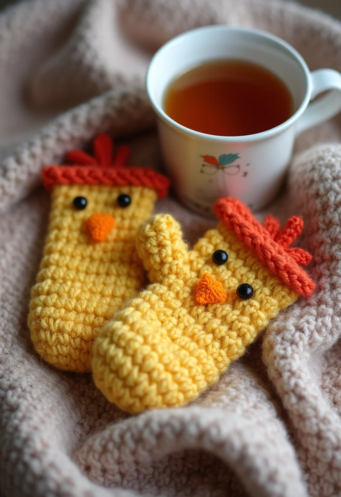 Complete Guide to Crochet Chicken Patterns: 19 Fun Craft Inspirations - 13. Crochet Chicken Mittens