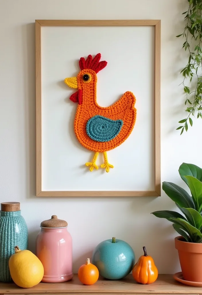 Complete Guide to Crochet Chicken Patterns: 19 Fun Craft Inspirations - 18. Chicken Wall Art