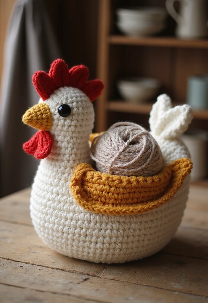 Complete Guide to Crochet Chicken Patterns: 19 Fun Craft Inspirations - 3. Crochet Chicken Basket