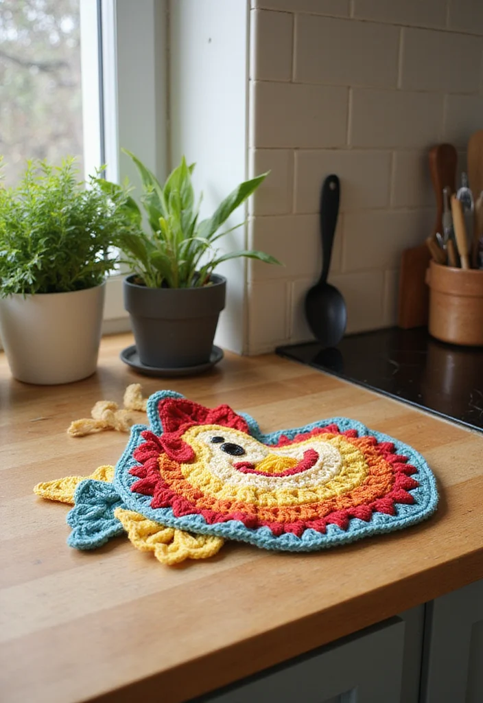 Complete Guide to Crochet Chicken Patterns: 19 Fun Craft Inspirations - 5. Chicken Hot Pad