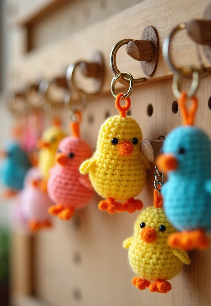 Complete Guide to Crochet Chicken Patterns: 19 Fun Craft Inspirations - 7. Miniature Chick Keychain