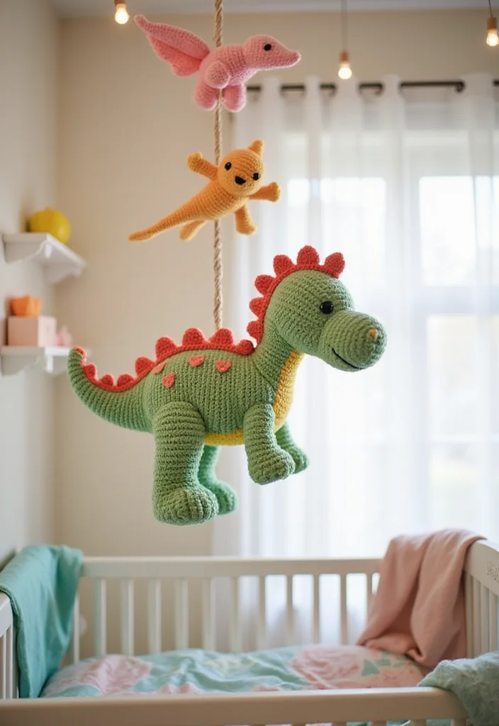 Complete Guide to Crochet Dinosaur Pattern Free: Showcasing 20 Fun and Playful Inspirations - 10. Dino-Themed Mobile