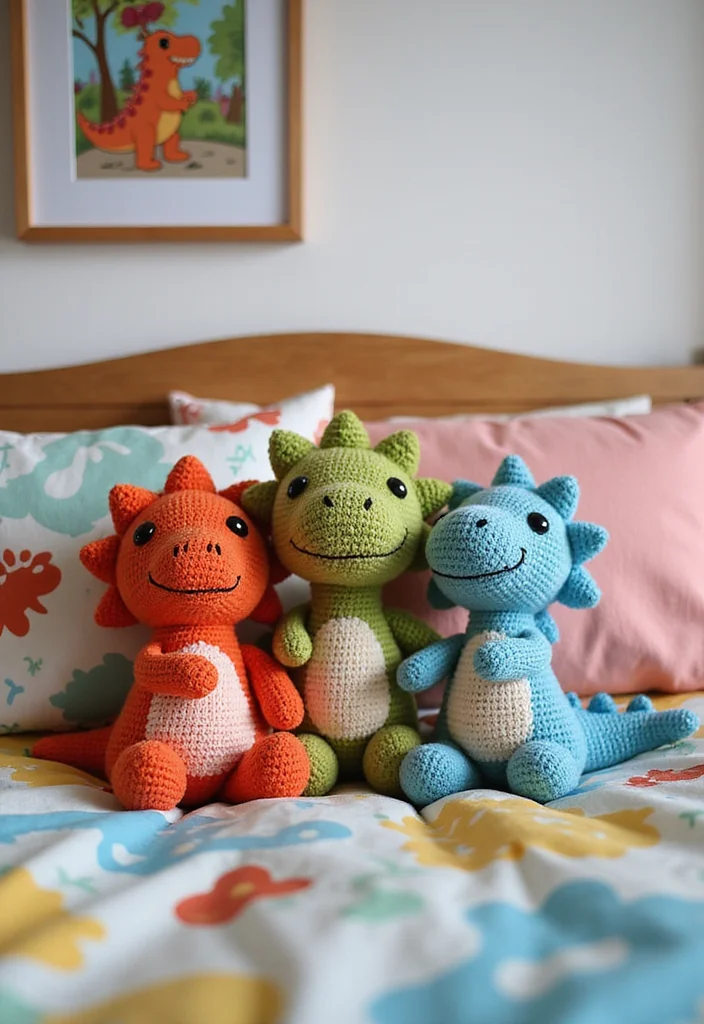 Complete Guide to Crochet Dinosaur Pattern Free: Showcasing 20 Fun and Playful Inspirations - 11. Dino Plush Pillows