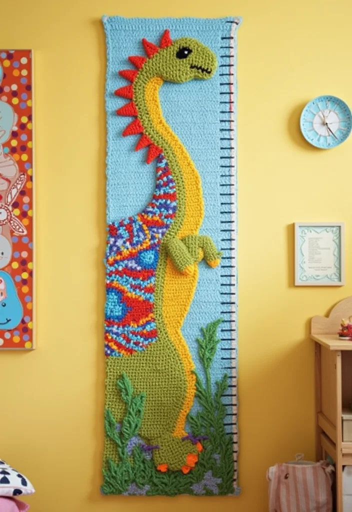 Complete Guide to Crochet Dinosaur Pattern Free: Showcasing 20 Fun and Playful Inspirations - 17. Dino-Themed Growth Chart