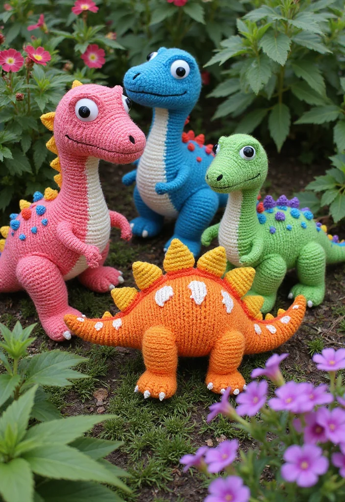 Complete Guide to Crochet Dinosaur Pattern Free: Showcasing 20 Fun and Playful Inspirations - 18. Dino-Themed Garden Decor