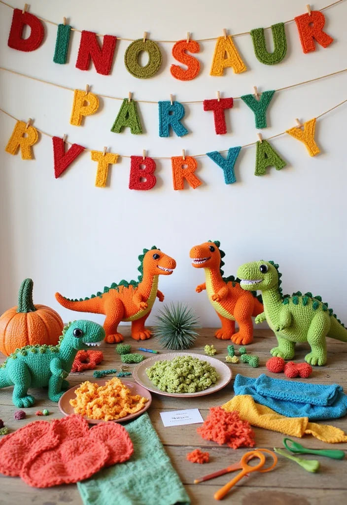 Complete Guide to Crochet Dinosaur Pattern Free: Showcasing 20 Fun and Playful Inspirations - 19. Dino-Themed Party Supplies