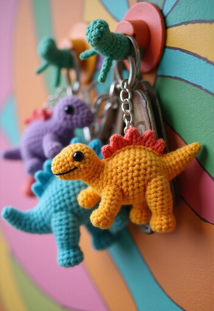 Complete Guide to Crochet Dinosaur Pattern Free: Showcasing 20 Fun and Playful Inspirations - 7. Tiny Dino Keychains