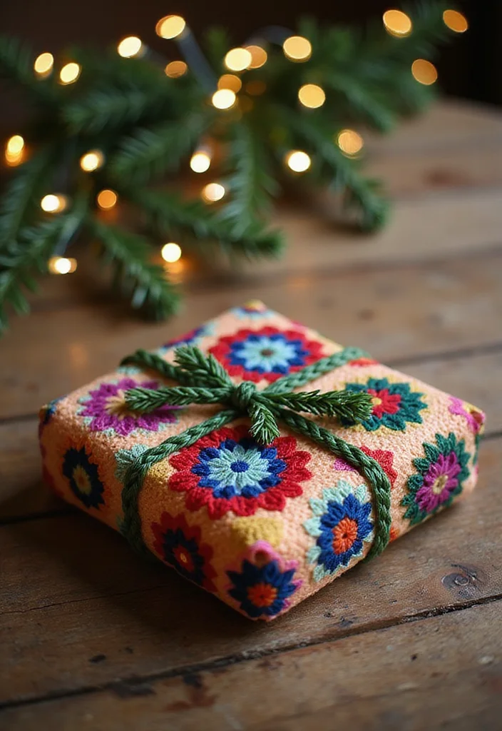 Complete Guide to Crochet Granny Square Pattern with 17 Classic Craft Inspirations - 14. Granny Square Gift Wrap