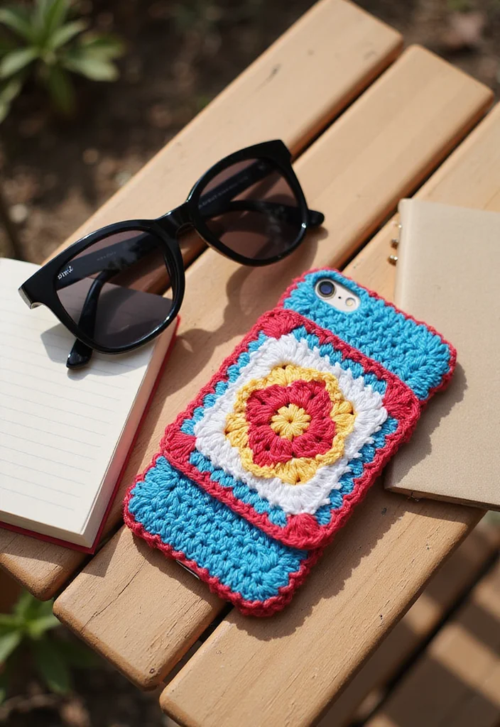 Complete Guide to Crochet Granny Square Pattern with 17 Classic Craft Inspirations - 15. Granny Square Phone Cases