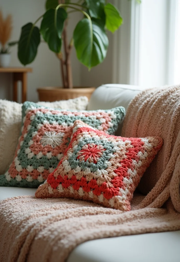 Complete Guide to Crochet Granny Square Pattern with 17 Classic Craft Inspirations - 3. Granny Square Pillows