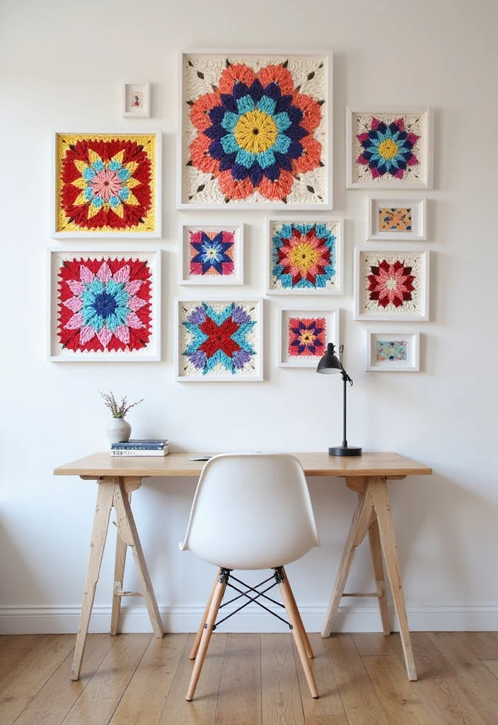 Complete Guide to Crochet Granny Square Pattern with 17 Classic Craft Inspirations - 5. Wall Art with Granny Squares