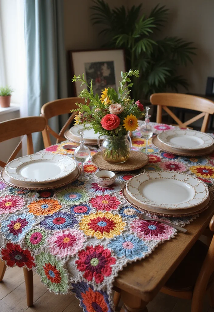 Complete Guide to Crochet Granny Square Pattern with 17 Classic Craft Inspirations - 7. Festive Granny Square Tablecloths
