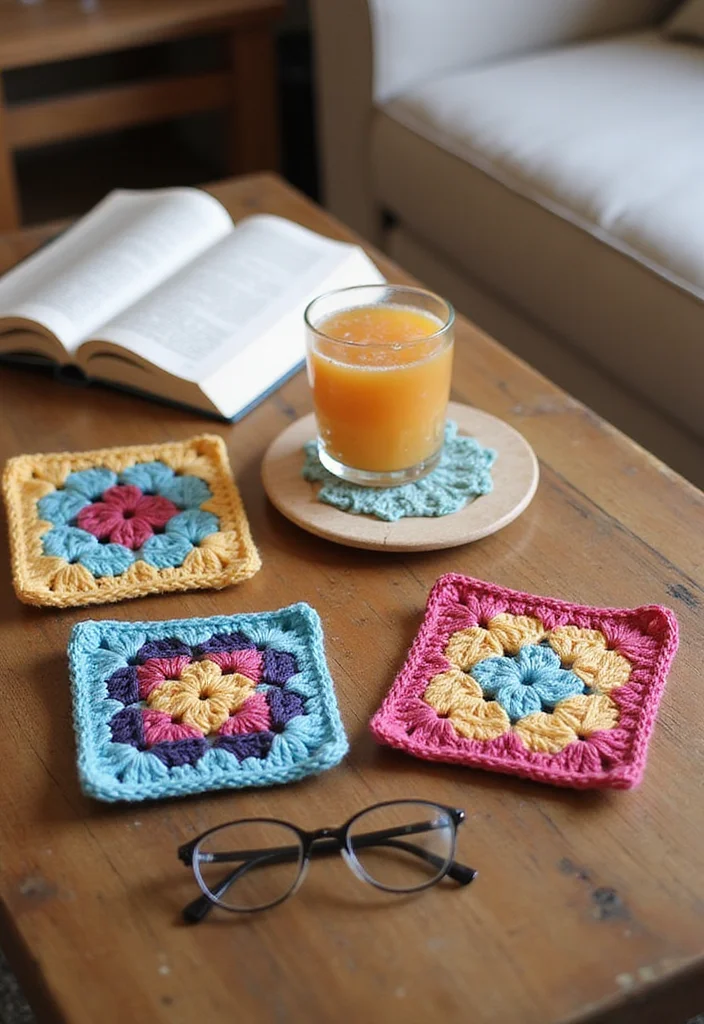 Complete Guide to Crochet Granny Square Pattern with 17 Classic Craft Inspirations - 8. Eco-Friendly Coasters