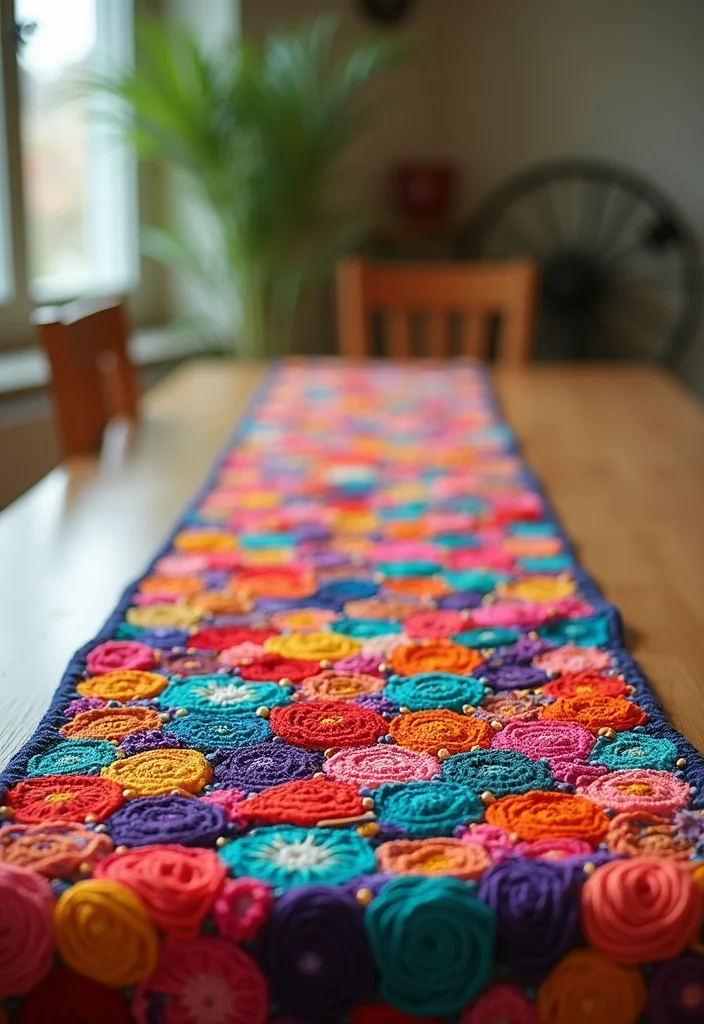 Complete Guide to Crochet Table Runner Pattern with 18 Elegant Craft Inspirations - 10. Colorful Mosaic