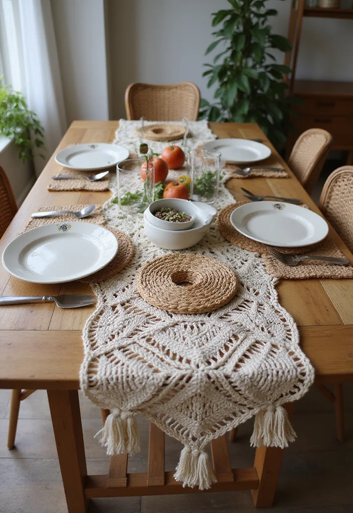 Complete Guide to Crochet Table Runner Pattern with 18 Elegant Craft Inspirations - 18. Crochet and Weave Combo
