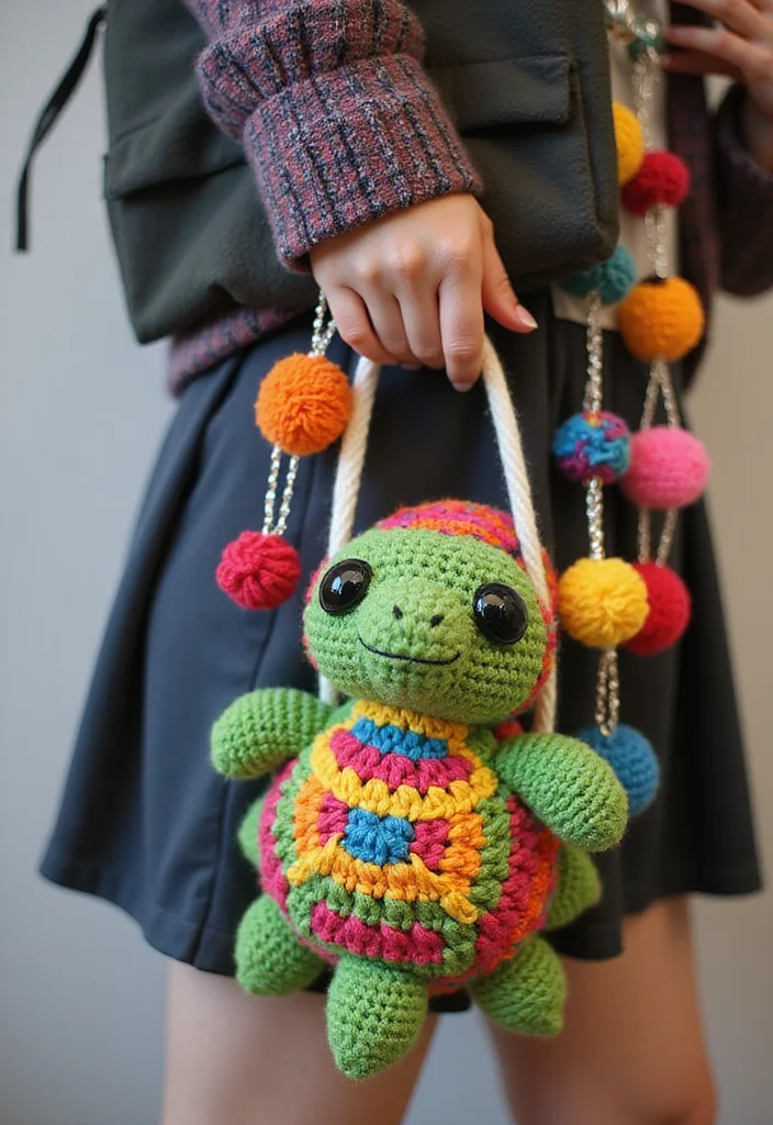 Complete Guide to Crochet Turtle Pattern Free with 19 Fun Craft Inspirations - 16. Turtle Bag Charm