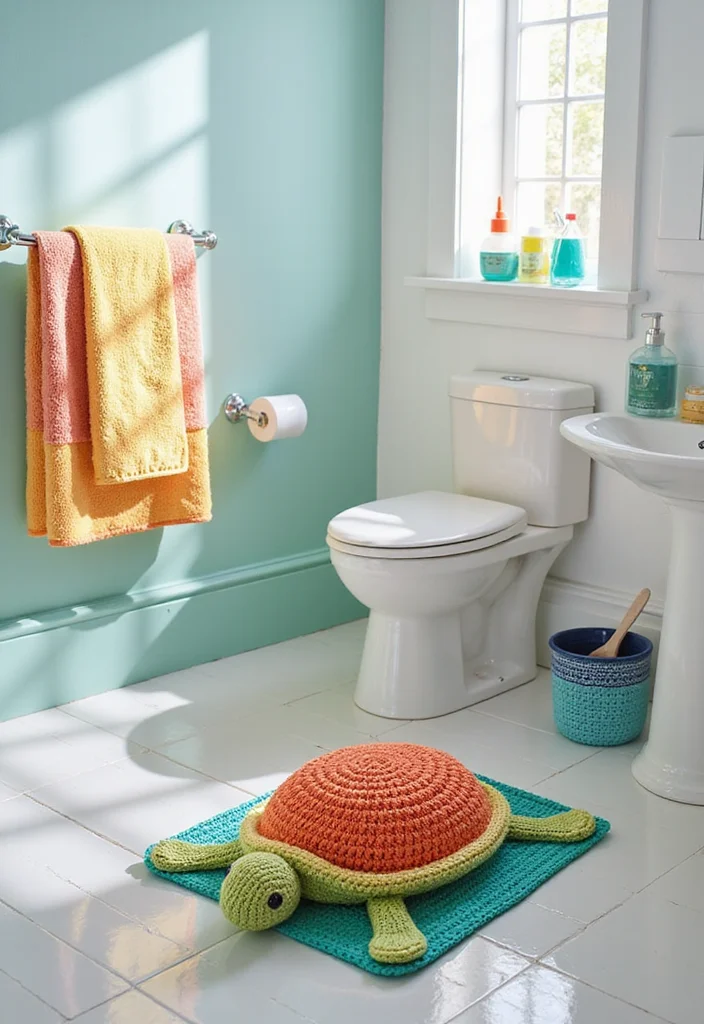 Complete Guide to Crochet Turtle Pattern Free with 19 Fun Craft Inspirations - 17. Turtle Bath Mat