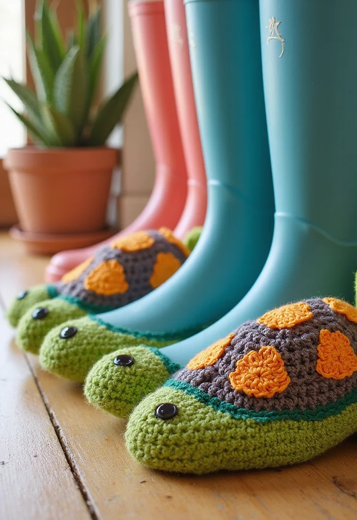 Complete Guide to Crochet Turtle Pattern Free with 19 Fun Craft Inspirations - 18. Turtle-Themed Shoe Covers