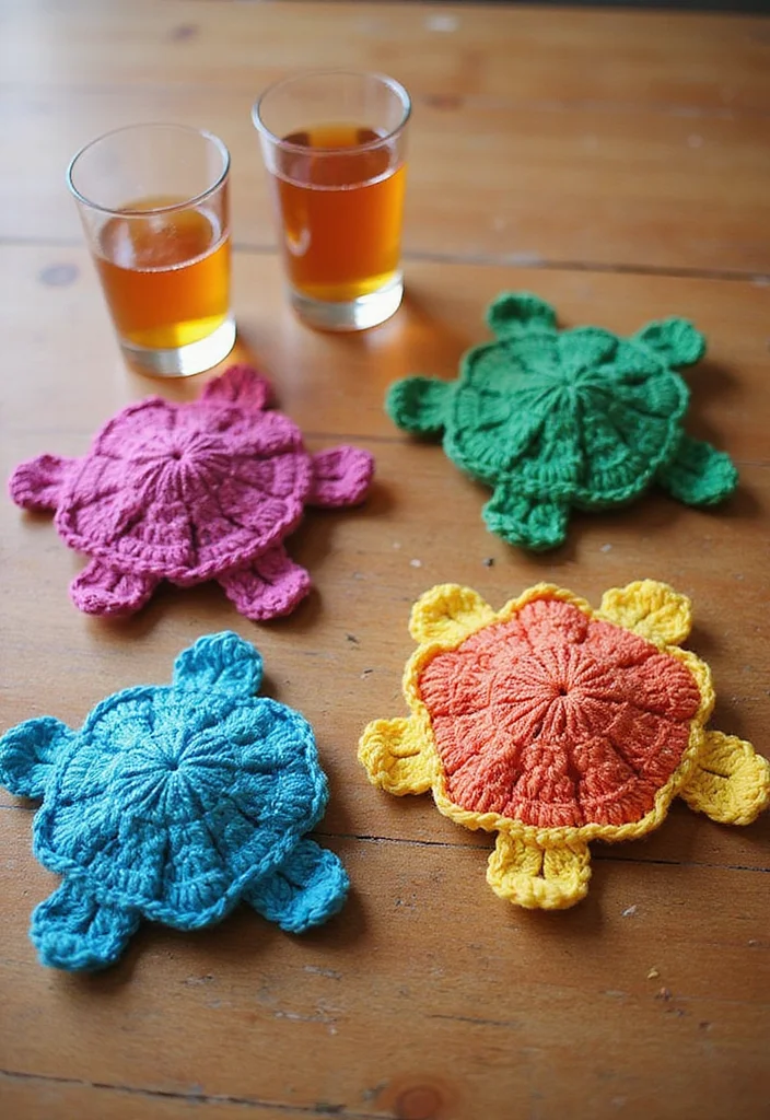 Complete Guide to Crochet Turtle Pattern Free with 19 Fun Craft Inspirations - 6. Cute Turtle Coasters
