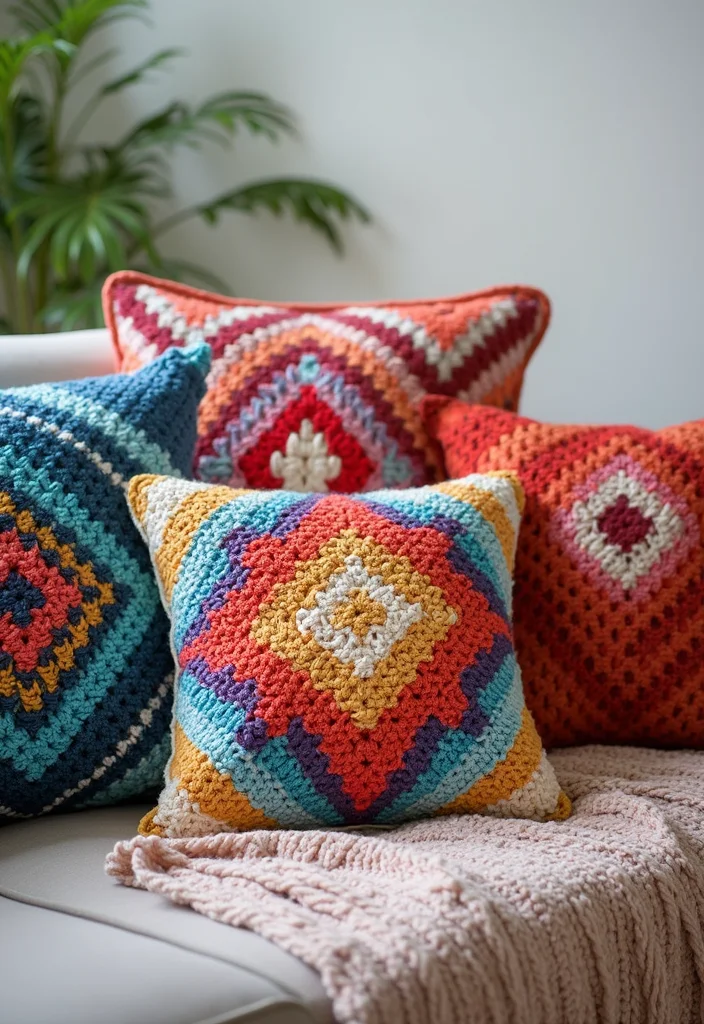 Comprehensive Guide to Easy Tapestry Crochet Patterns Featuring 20 Creative Inspirations - 3. Geometric Throw Pillows