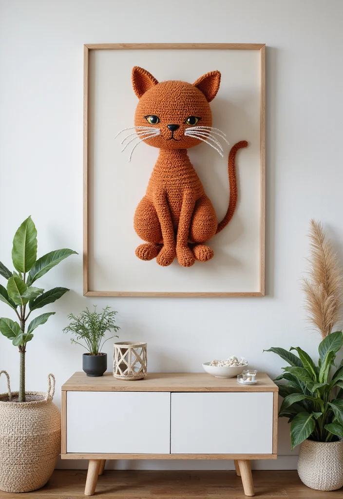 Essential Guide to Cat Crochet Pattern Free Featuring 17 Cute Inspirations - 10. Cat Wall Art