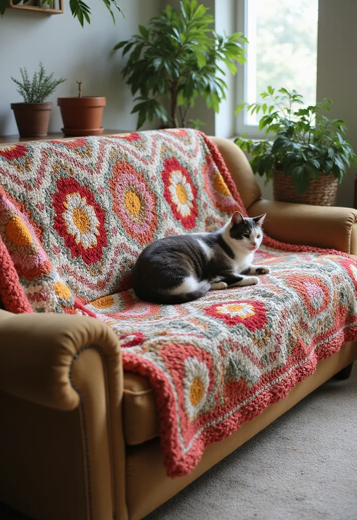 Essential Guide to Cat Crochet Pattern Free Featuring 17 Cute Inspirations - 12. Cat Couch Protector