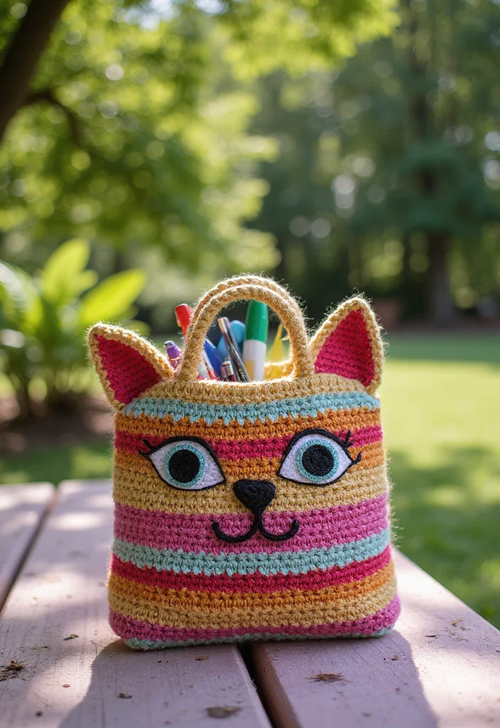 Essential Guide to Cat Crochet Pattern Free Featuring 17 Cute Inspirations - 17. Cat Tote Bag