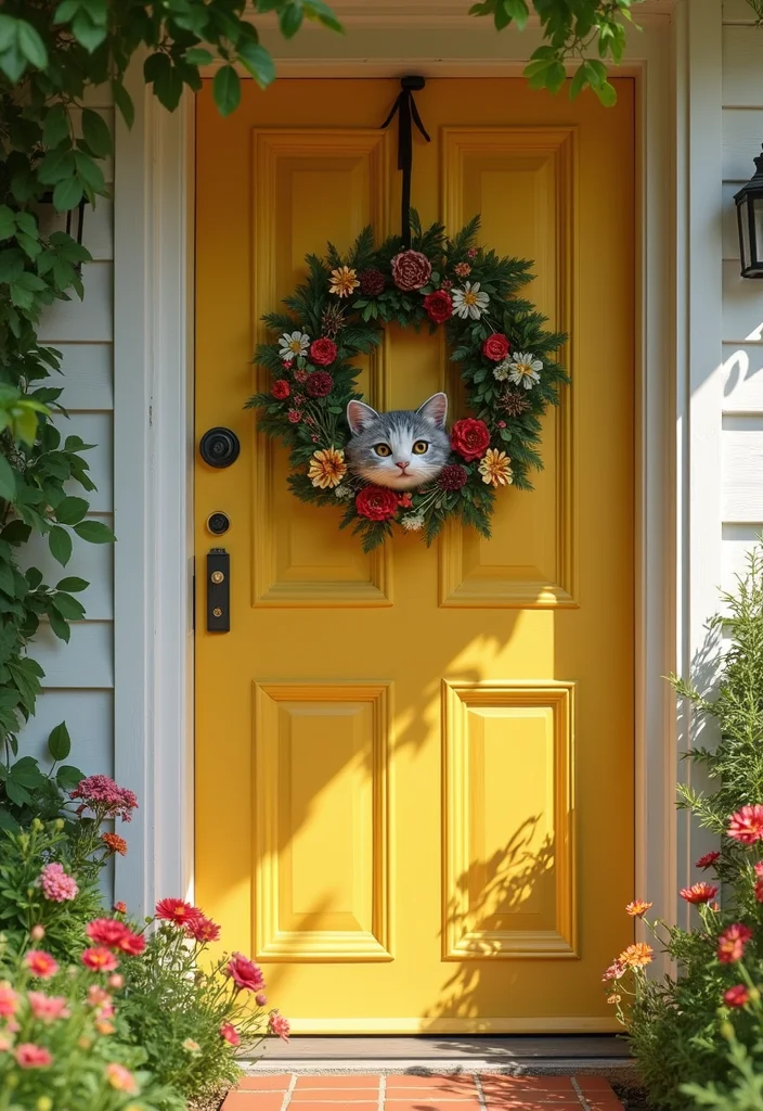 Essential Guide to Cat Crochet Pattern Free Featuring 17 Cute Inspirations - 7. Cat-Themed Wreath
