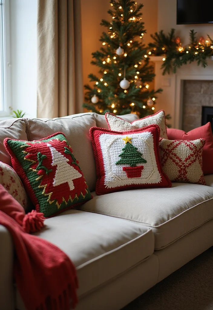 Essential Guide to Christmas Crochet Patterns: 19 Festive Inspirations - 11. Festive Crochet Pillows