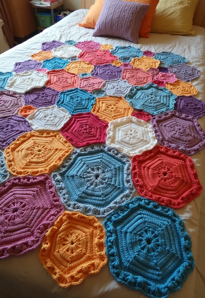 Essential Guide to Crochet Afghan Patterns Free: 20 Cozy Craft Inspirations - 15. The Hexagon Haven