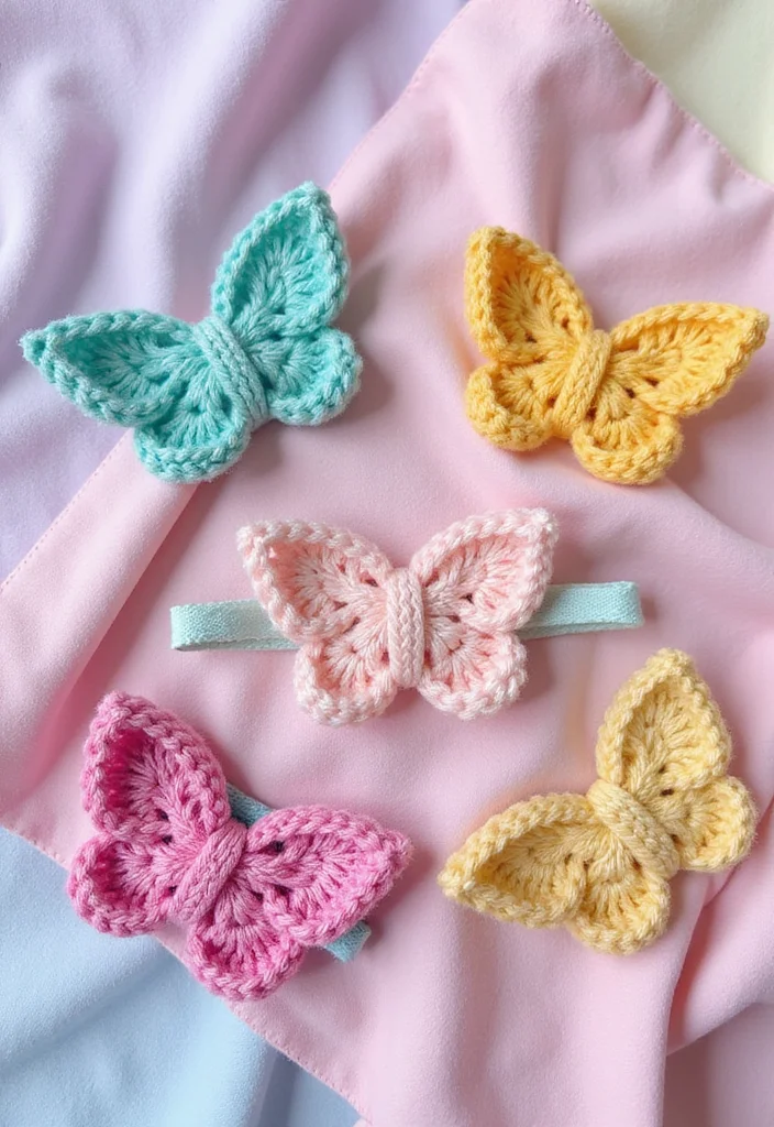Essential Guide to Crochet Butterfly Free Pattern: Showcasing 20 Colorful Inspirations - 13. Crochet Butterfly Hair Accessories