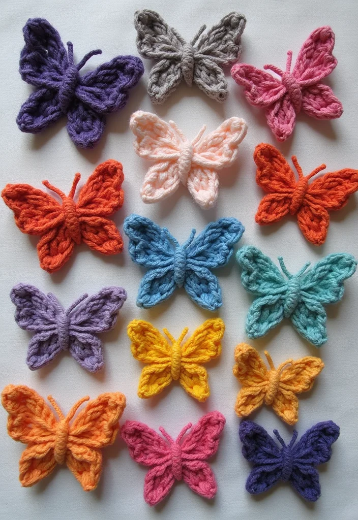 Essential Guide to Crochet Butterfly Free Pattern: Showcasing 20 Colorful Inspirations - 16. Crochet Butterfly Brooches